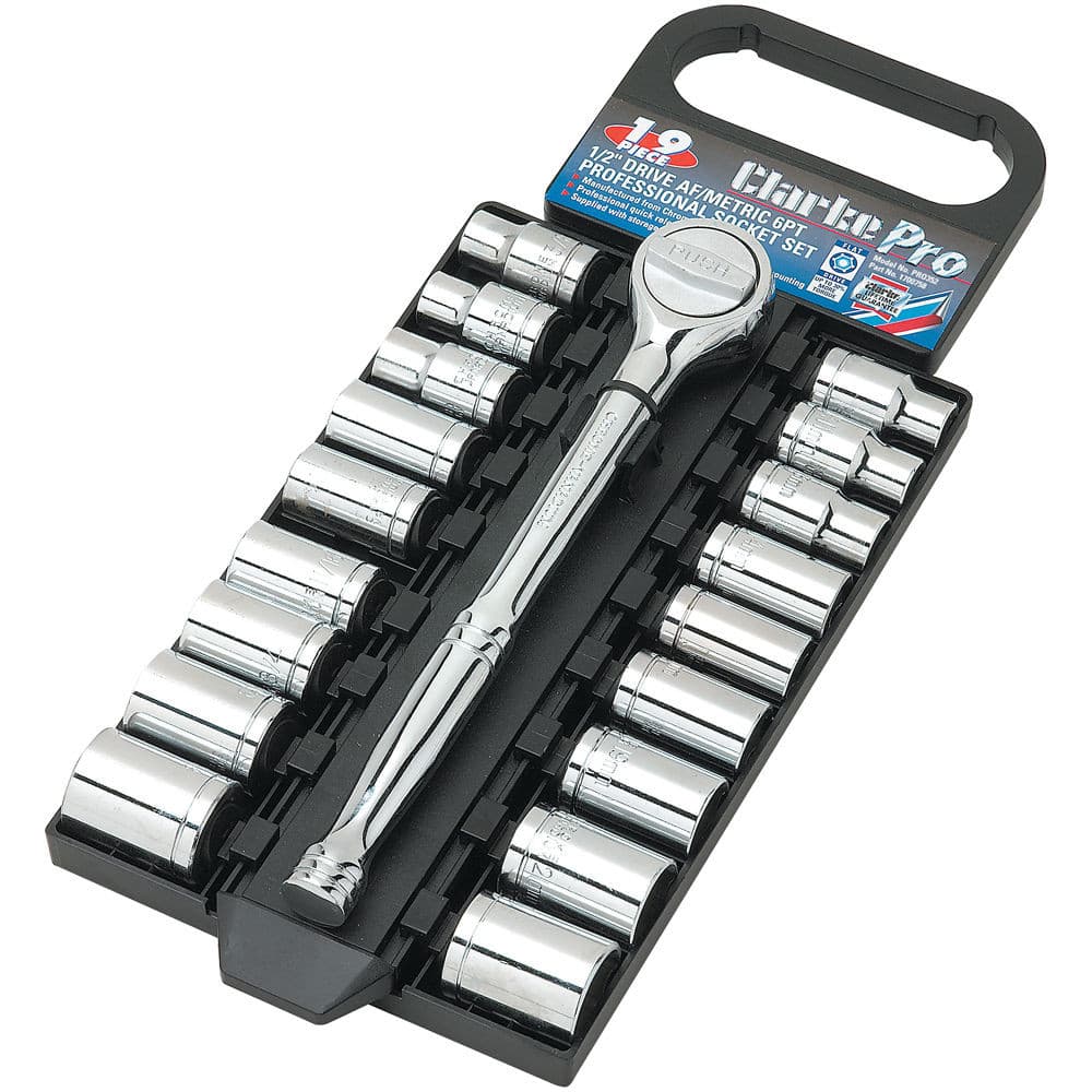 Clarke 1700758 Pro352 19 Piece 1/2 Drive Af/Metric Socket Set