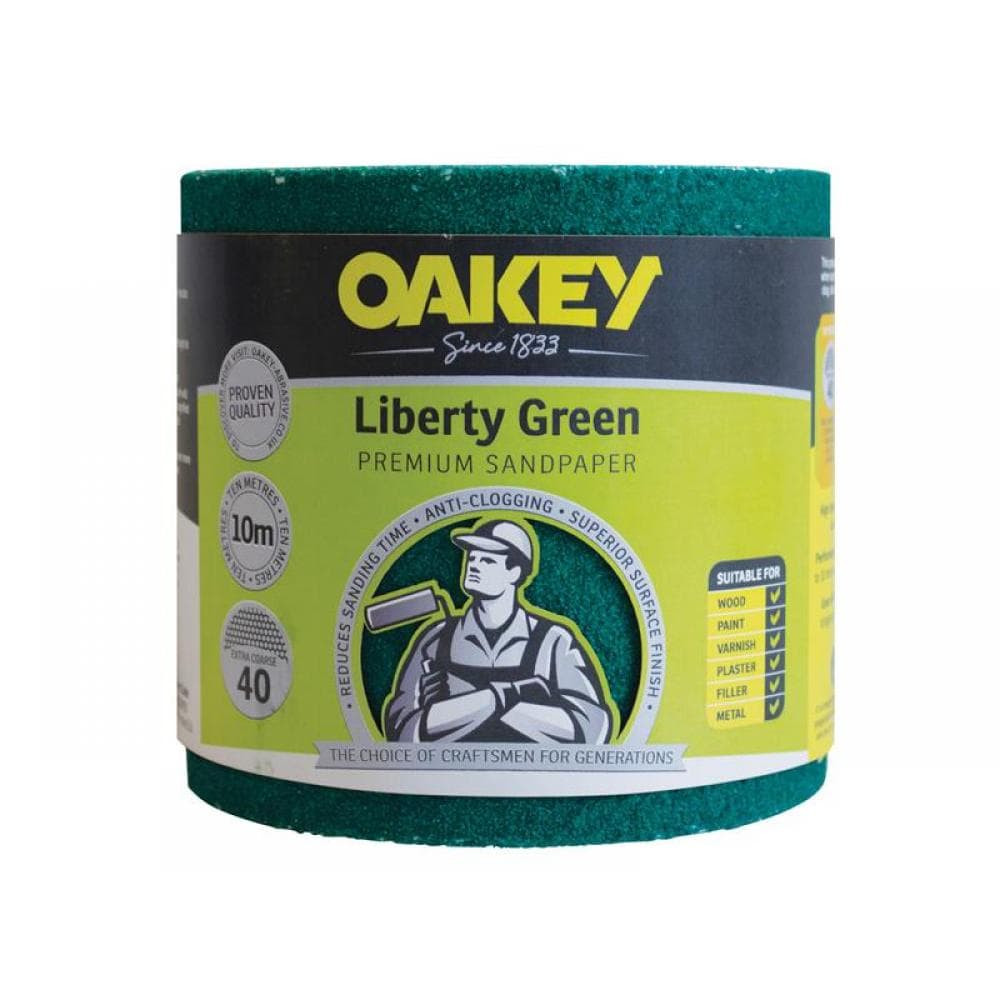 Oakey 66261116753 Liberty Green Sanding Roll 115Mm X 10M Extra Coarse 40G
