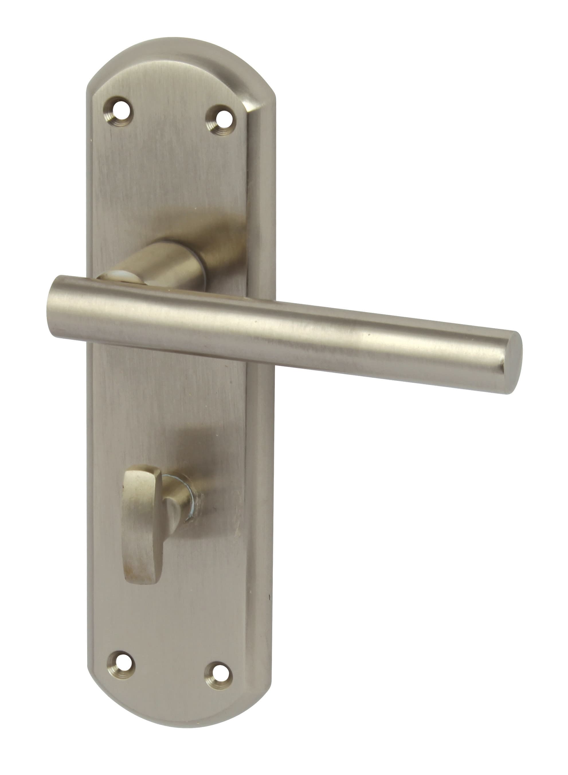 Hafele Varthern Lever Handle with Backplates for Bathroom Lock Satin Nickel 901.78.325