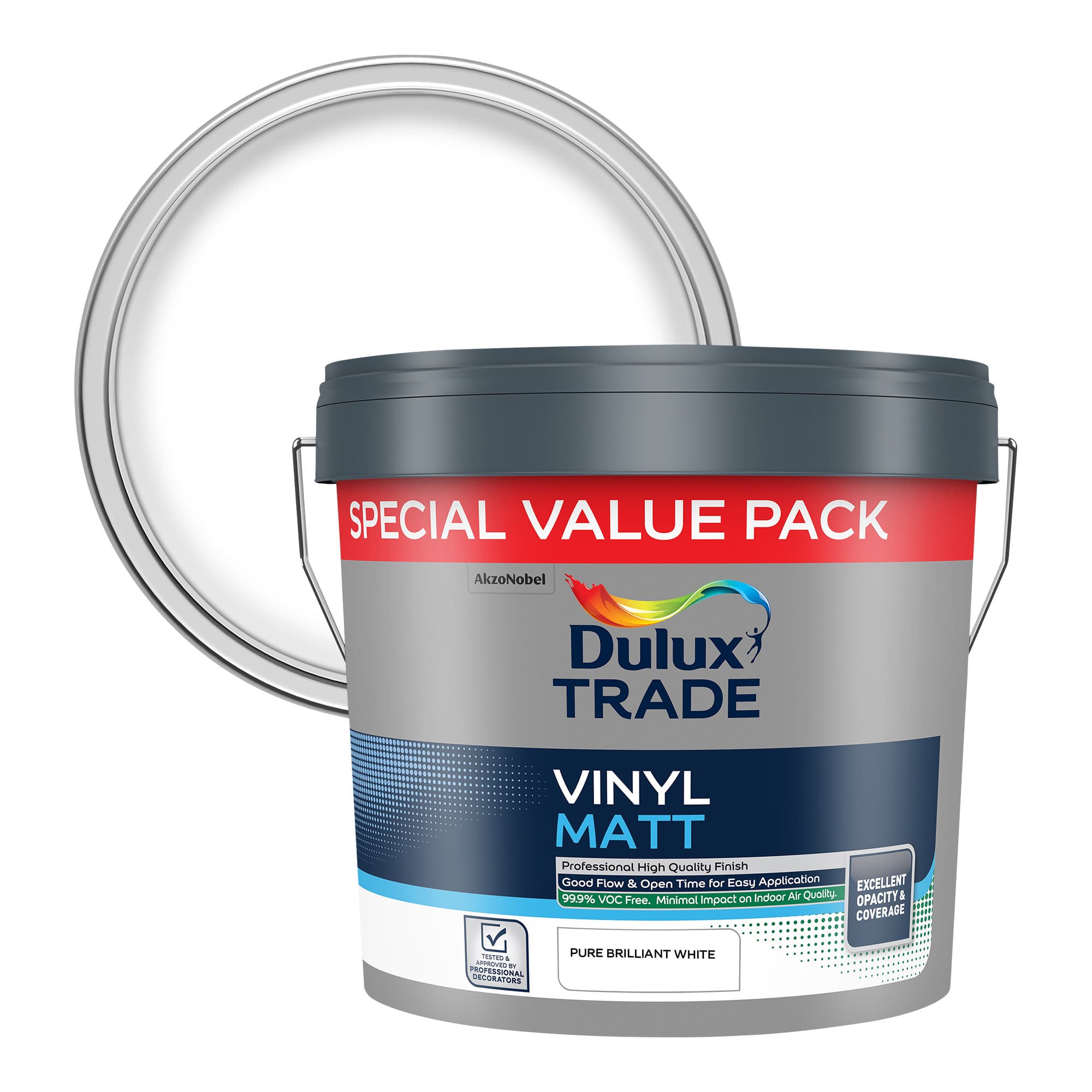 Dulux Pure Brilliant White Durable Trade Vinyl Matt Emulsion Paint, 7.5L