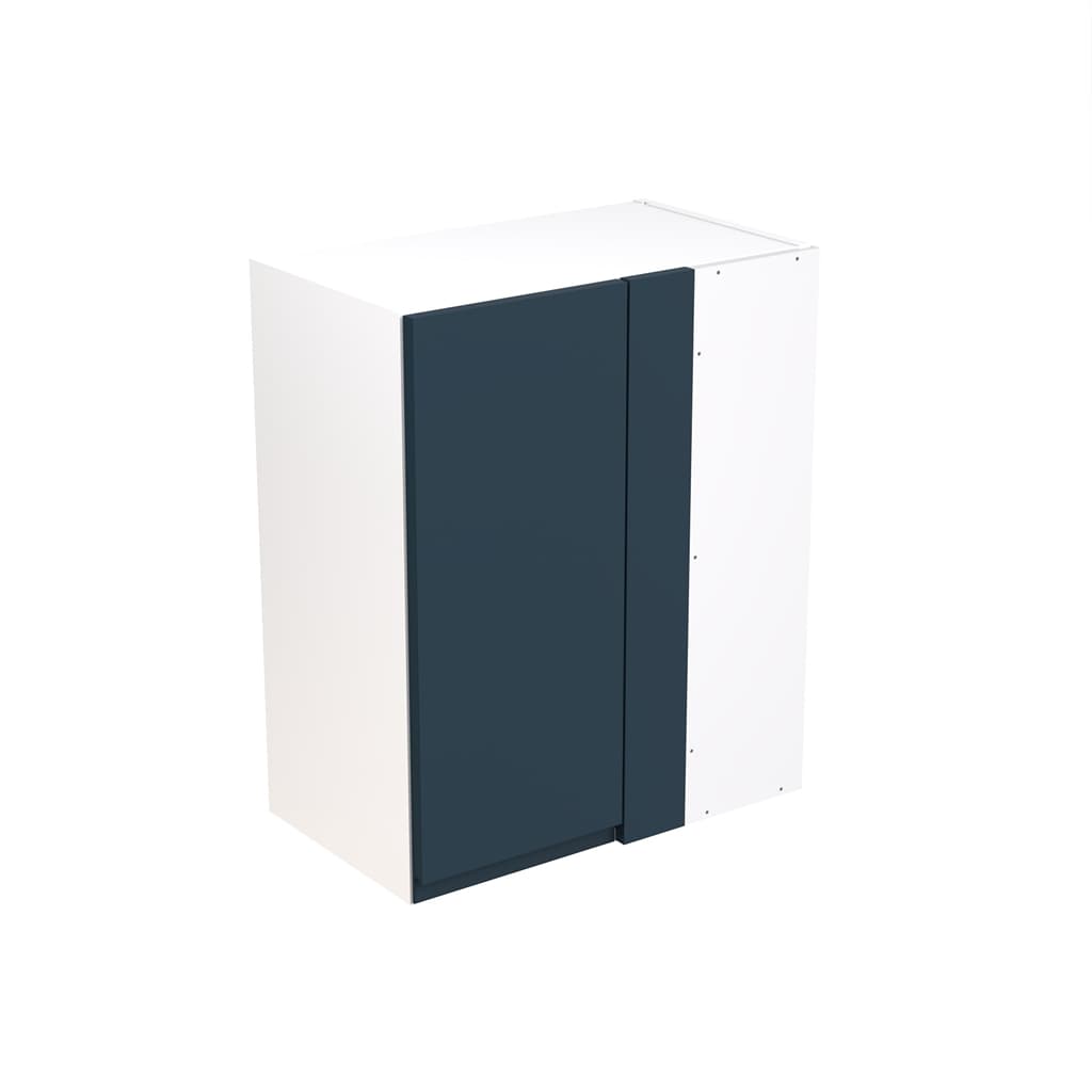Flatpack 600 Blind Corner Wall Kitchen Cabinet J-Pull Shaker Ultra Matt Indigo Blue