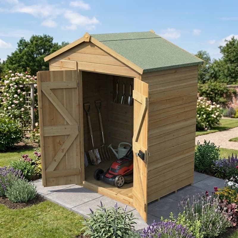 6' x 4' Forest Timberdale 25yr Guarantee Tongue & Groove Pressure Treated Windowless Double Door Apex Shed (2.03m x 1.28m)