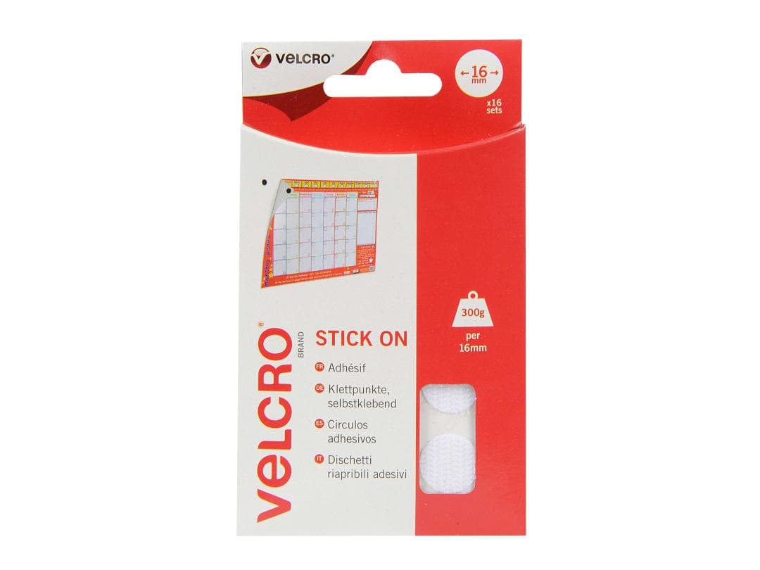 VELCRO® Brand Stick On Coins 16mm x 16 Sets 60227 VEL-EC60227