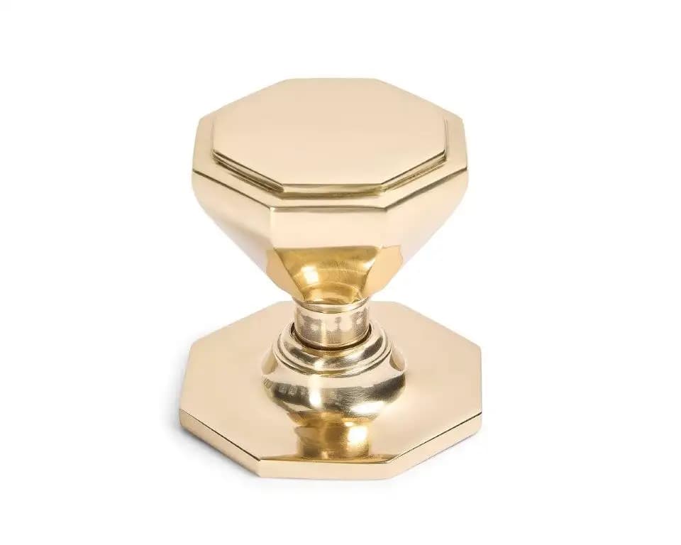 Octagonal Centre Door Knob - 73mm - Polished Brass - Designer Levers