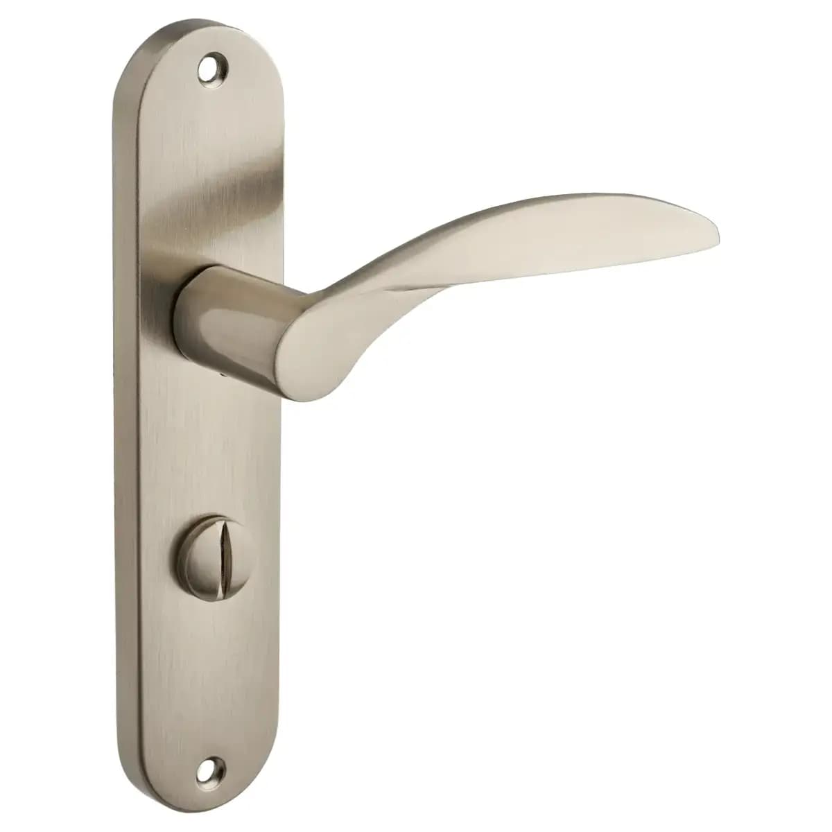 Bordeaux Lever Thumbturn Lock Bathroom Door Handle - Brushed Nickel - Pair - Designer Levers