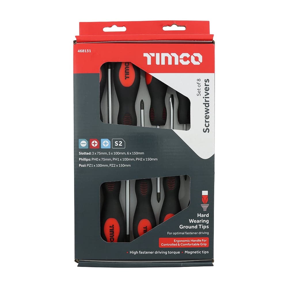 Timco 468131 Screwdriver Set 8 Pieces Box 8