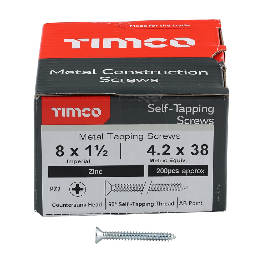 Timco Self-Tapping Screws - Pz - Countersunk - Zinc Box 200 08112CCAZS