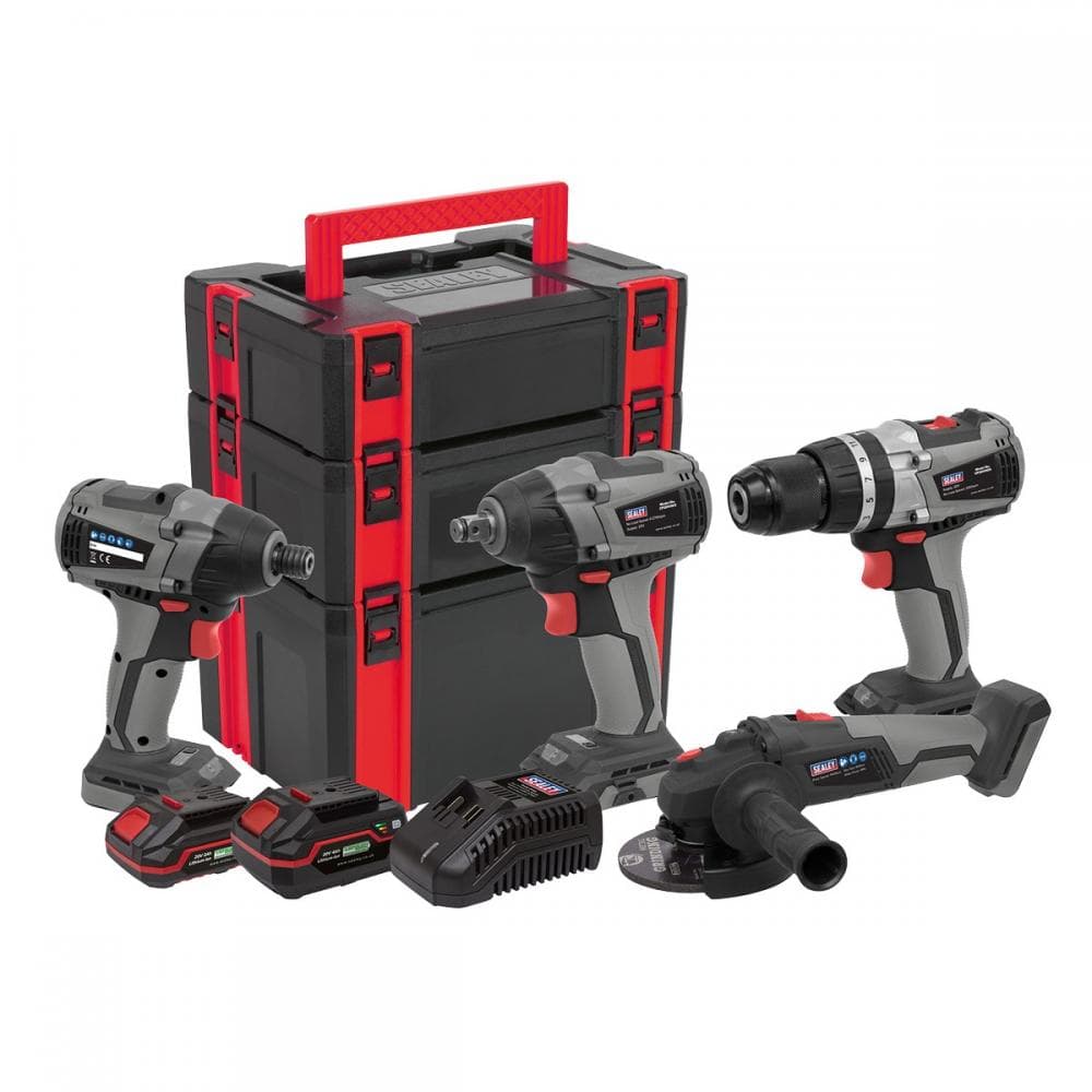 Sealey CP20VCOMBOX1 4 X 20V Sv20 Series Brushless Tool Combo - 2 Batteries