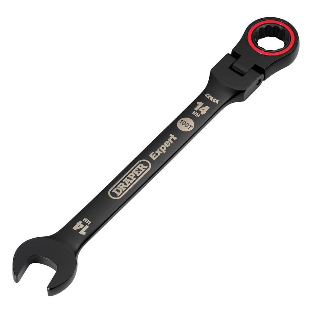 Draper Expert Hi-Torq® Metric Flexible Head Ratchet Combination Spanner 14Mm Black each 1 03920