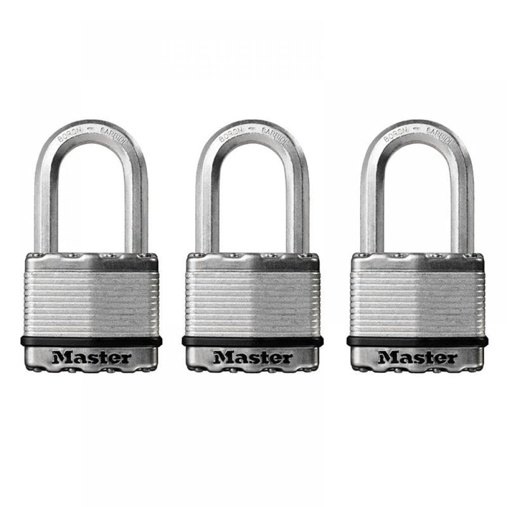 Master Lock M5EURTRILF Excell™ Laminated Steel 50Mm Padlock - 38Mm Shackle - Keyed Alike X 3