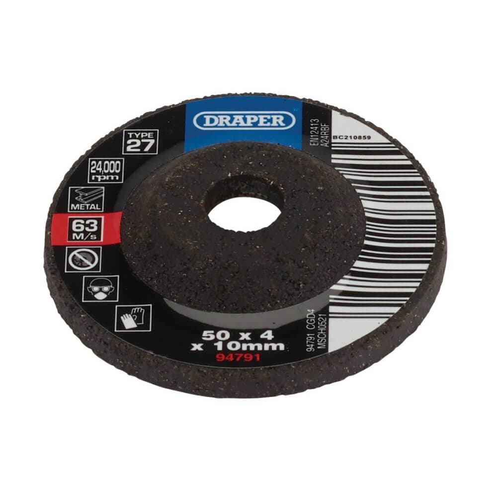 Draper 94791 Dpc Metal Grinding Disc 50 X 4 X 10Mm each 1