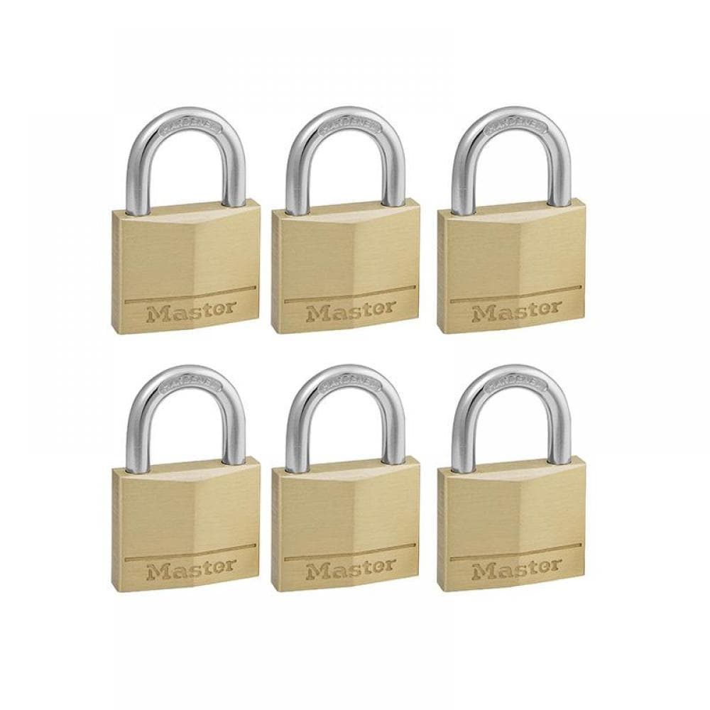 Master Lock 140EURSIX Solid Brass 40Mm Padlock 4-Pin - Keyed Alike X 6