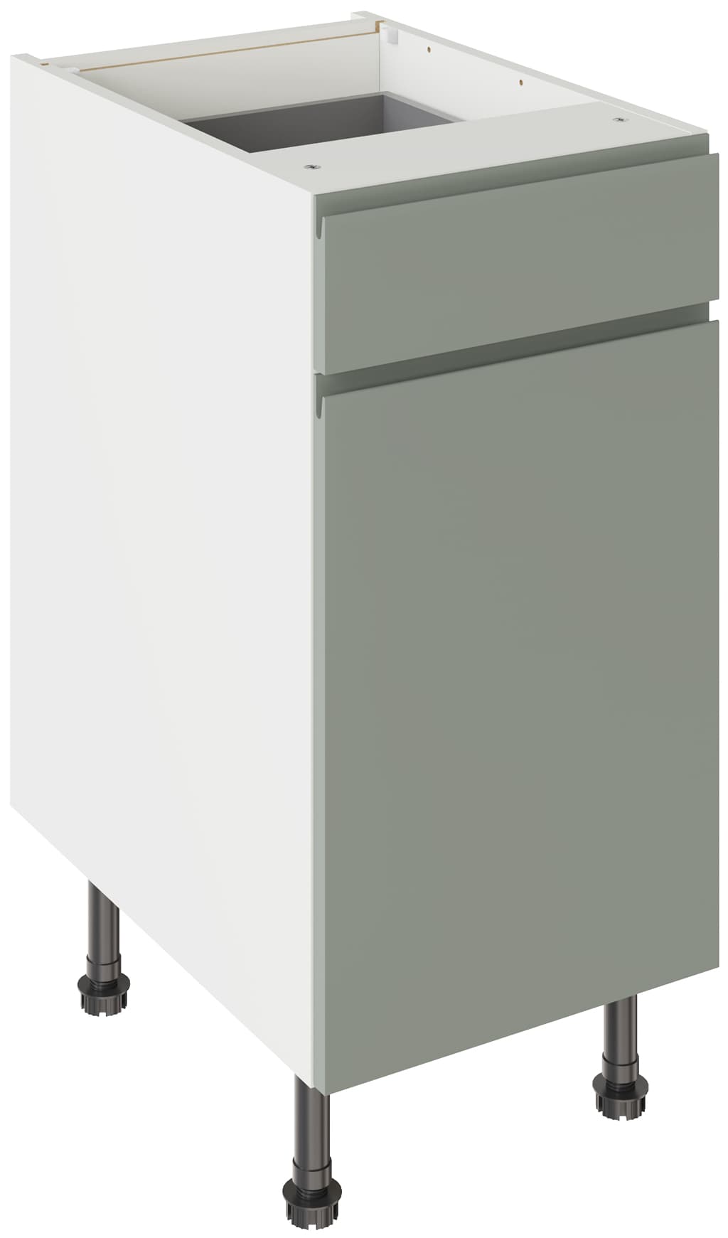 Kitchen Kit Flatpack 400 Drawerline Base Cabinet J-Pull Ultra Matt Sage Green