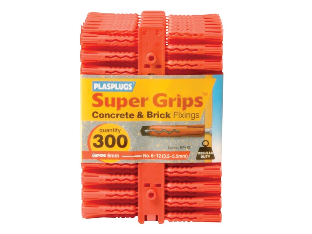 Plasplugs RP 187 Solid Wall Super Grips™ Fixings Red (300) RP187CC