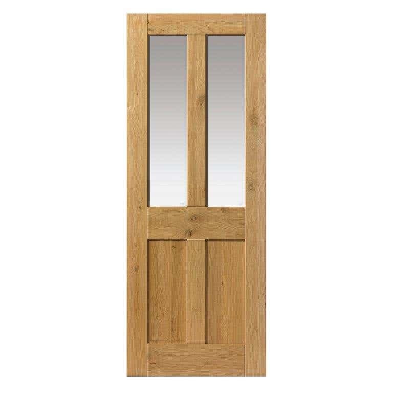 Rustic Oak Glazed Interior Door - Finished - 35 x 1981 x 762mm - Rustic oak, naturally knotty in appearance
