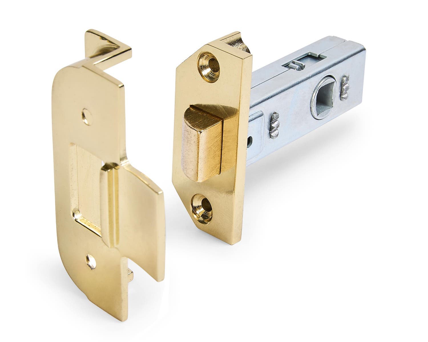 Rebated Tubular Latch - UKCA/CE Certified - 64mm - Polished Brass - Security Solutions