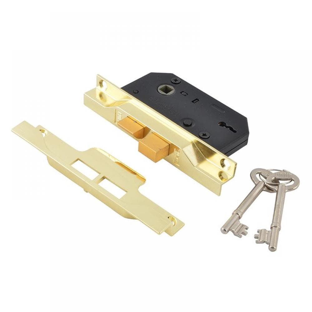 Union Y2242-EB-2.50 2242 2 Lever Mortice Rebated Sashlock Electro Brass 65.5Mm 2.5In Visi