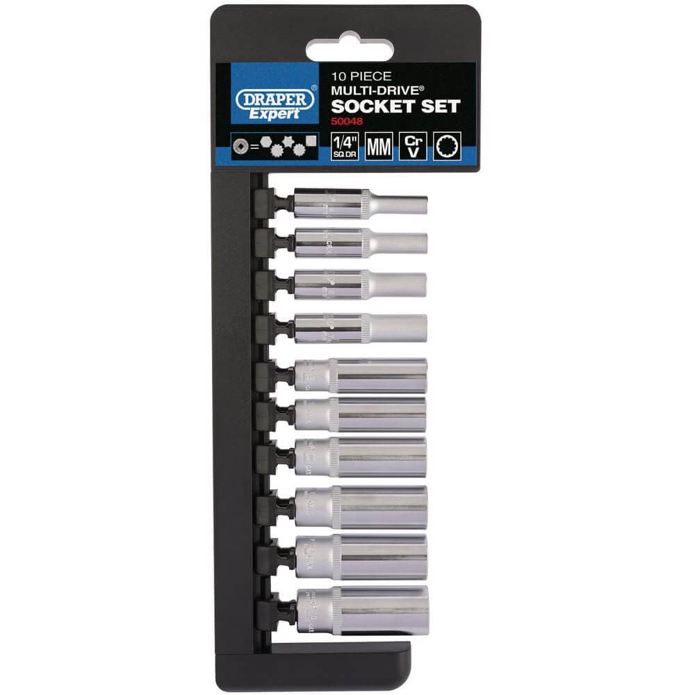 Draper Expert 50048 Multi-Drive® Metric Deep Socket Set 1/4in Sq. Dr. (10 Piece) per set