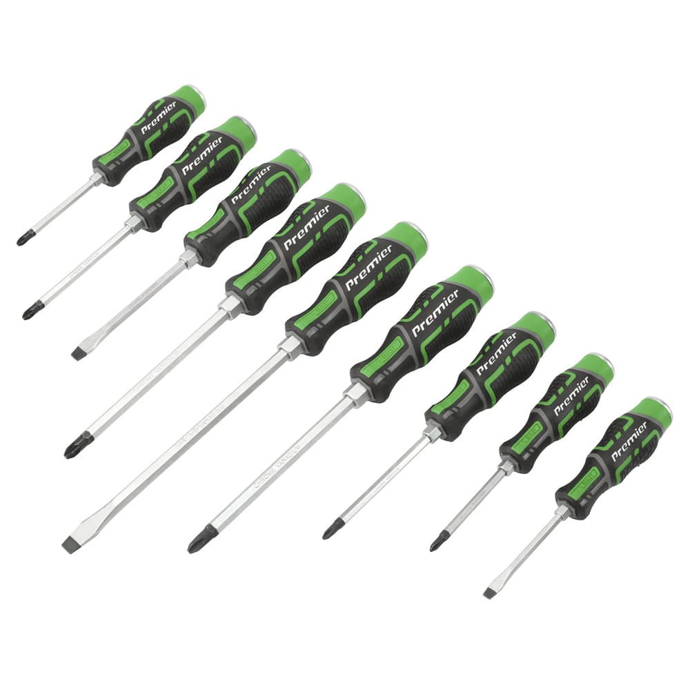 Sealey AK4941HV Hammer-Thru Screwdriver Set Hi-Vis Green 9Pc