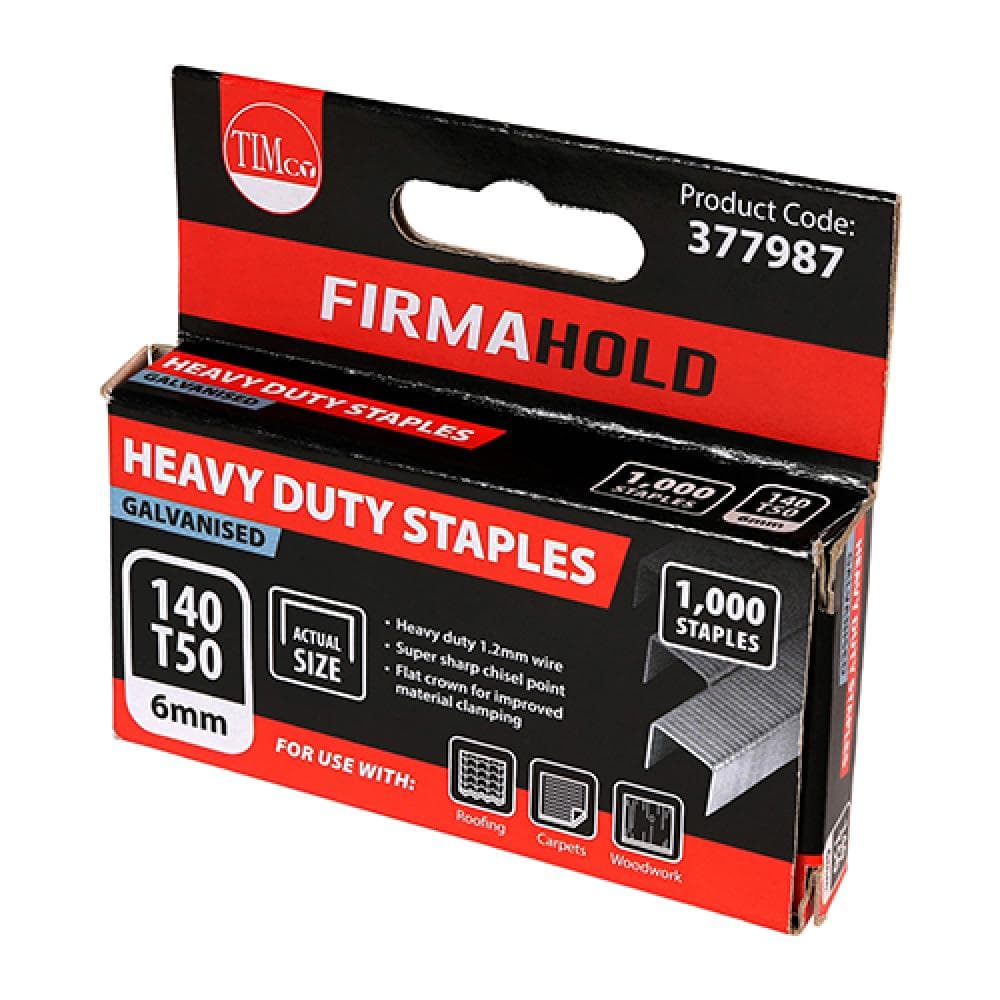 Timco 377987 Heavy Duty Staples - Chisel Point - Galvanised 6Mm