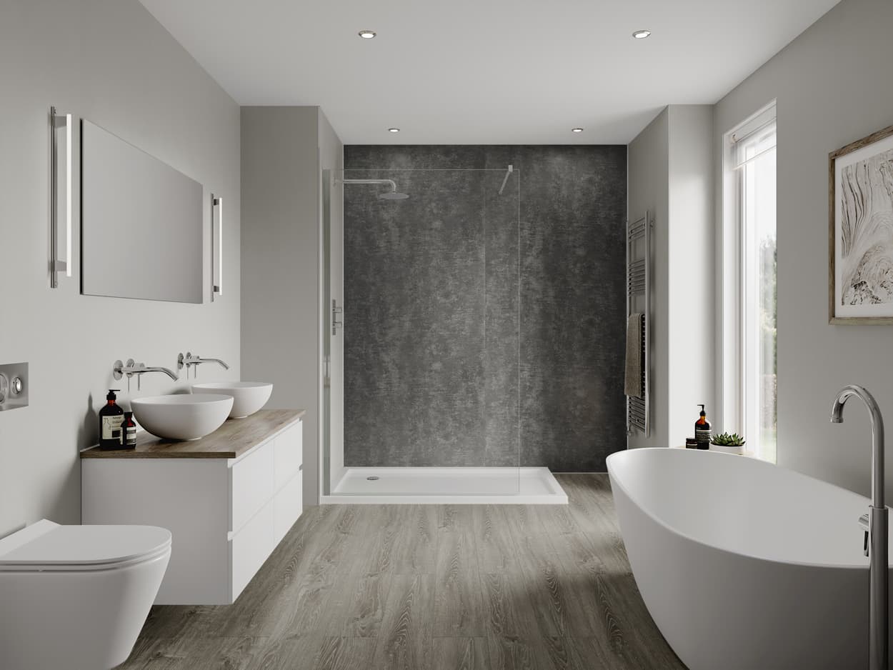 Multipanel Linda Barker Bathroom Wall Panel Unlipped 2400 x 1200mm Graphite Elements 8833