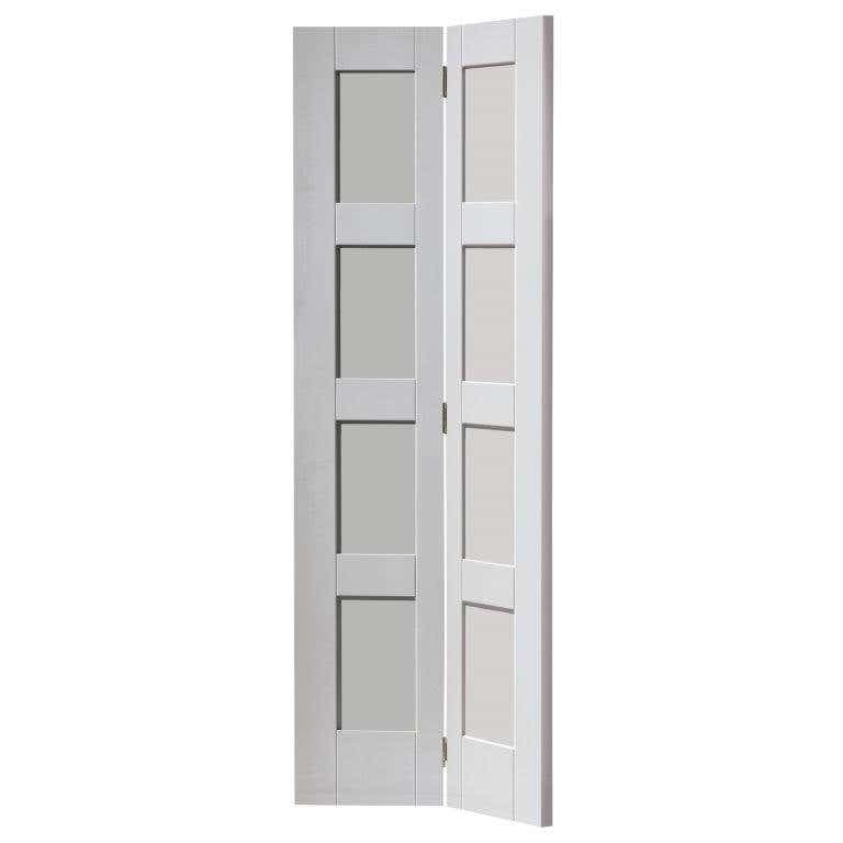 Montserrat White Shaker Style Bi-Fold Internal Door With Recessed Panels - Primed - 35 x 1981 x 762mm