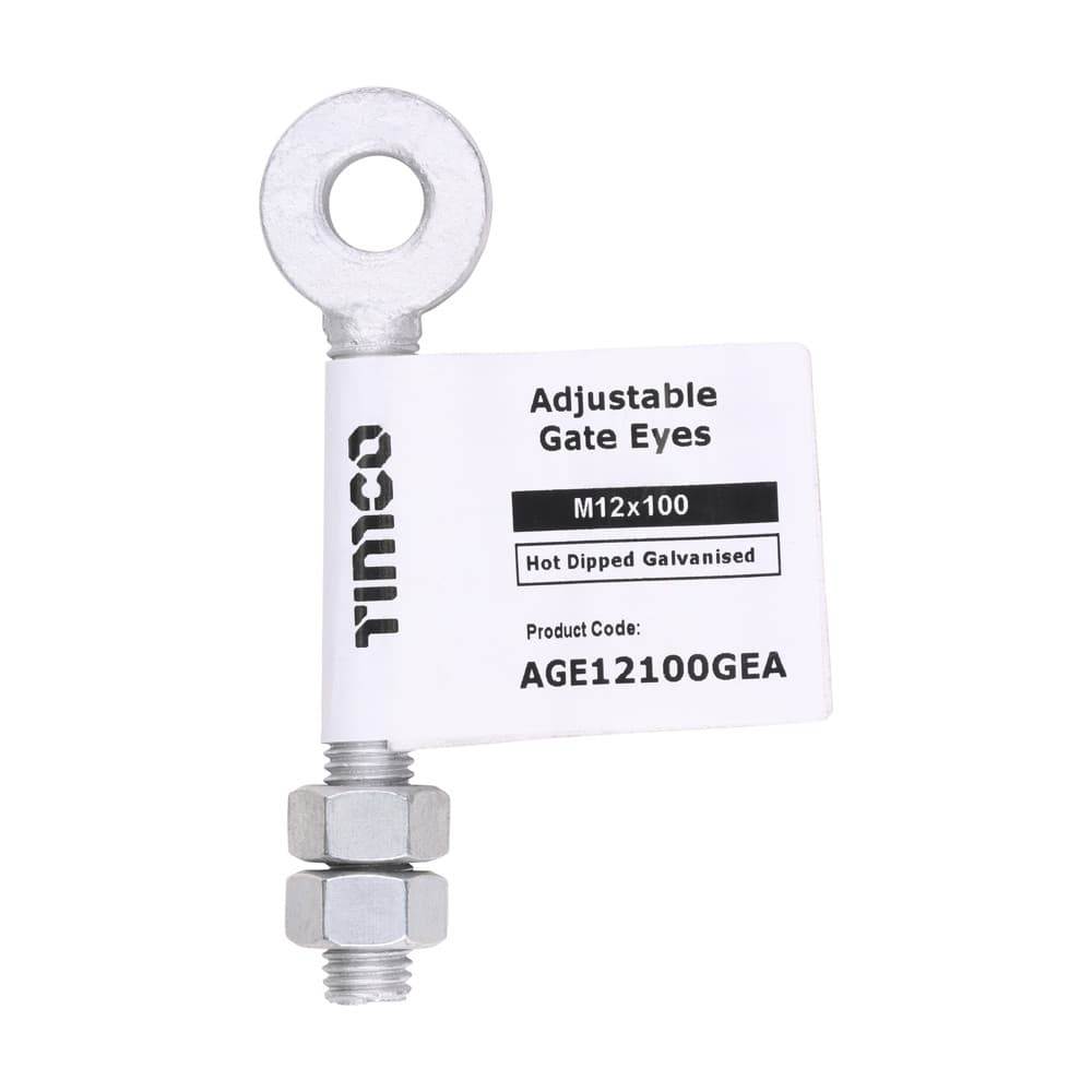 Timco Adjustable Gate Eye With Nuts - Hot Dipped Galvanised Unit 1 AGE12100GEA