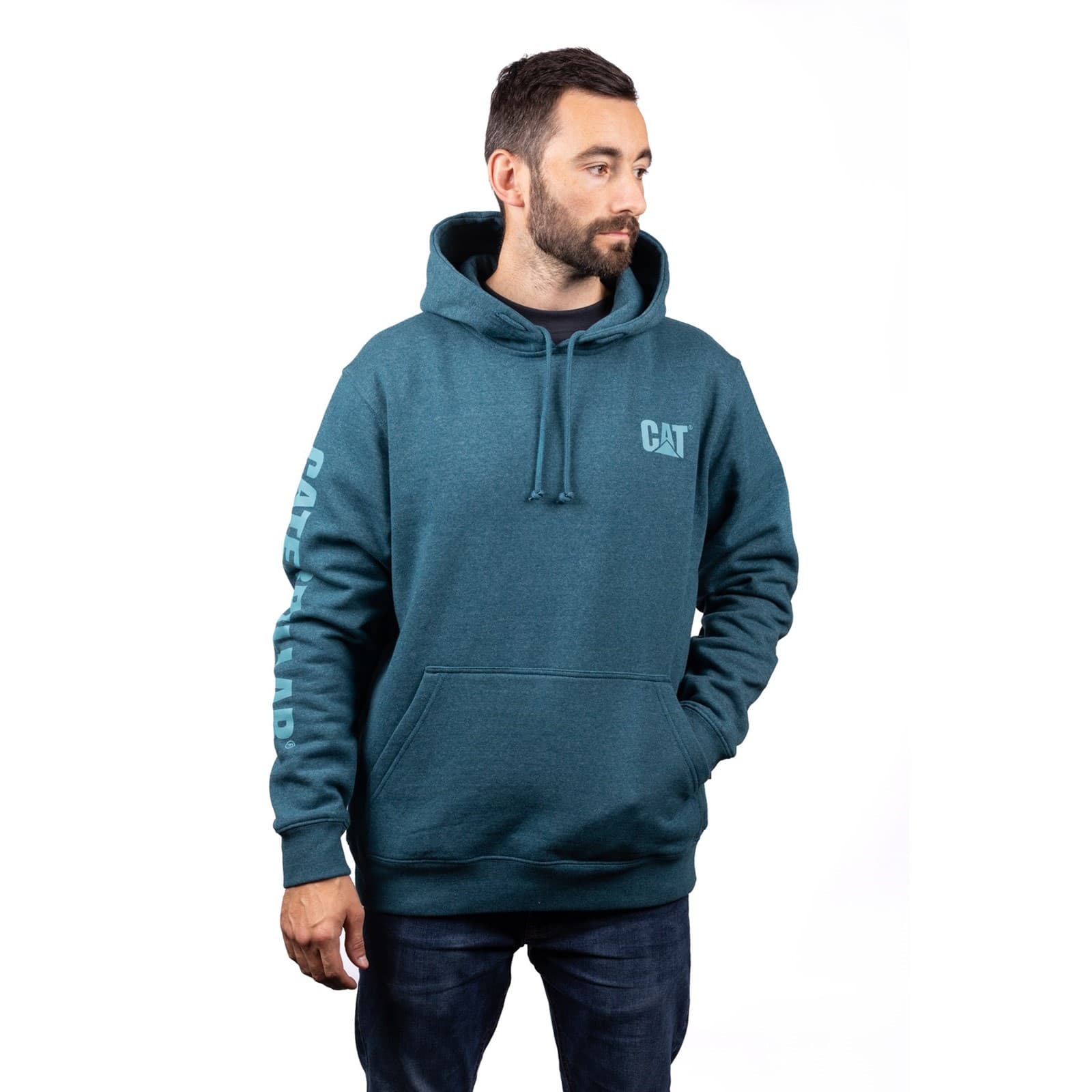 Caterpillar Trademark Banner Hooded Sweatshirt Size Sml Blue 38521-71794-03