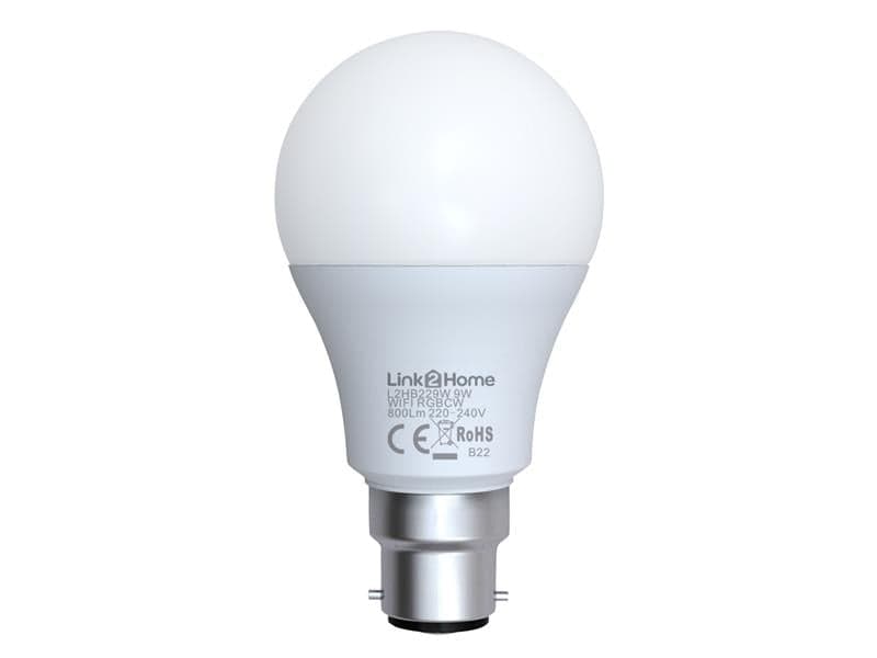 Link2Home L2HB229W Wi-Fi Led Bc (B22) Opal Gls Dimmable Bulb White + Rgb 800 Lm 9W