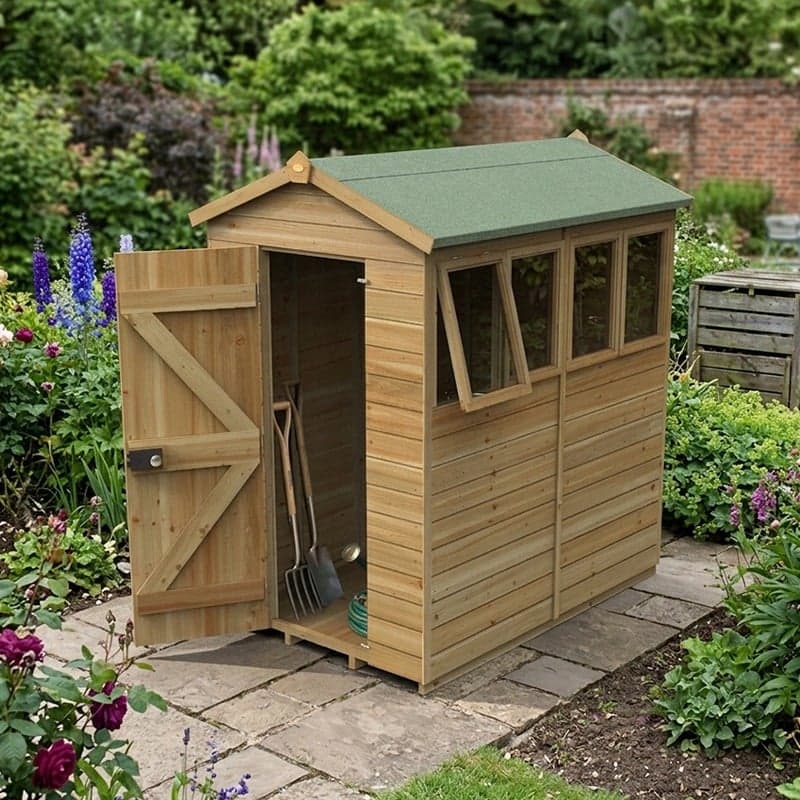 6' x 4' Forest Timberdale 25yr Guarantee Tongue & Groove Pressure Treated Apex Shed - 4 Windows (1.93m x 1.37m)