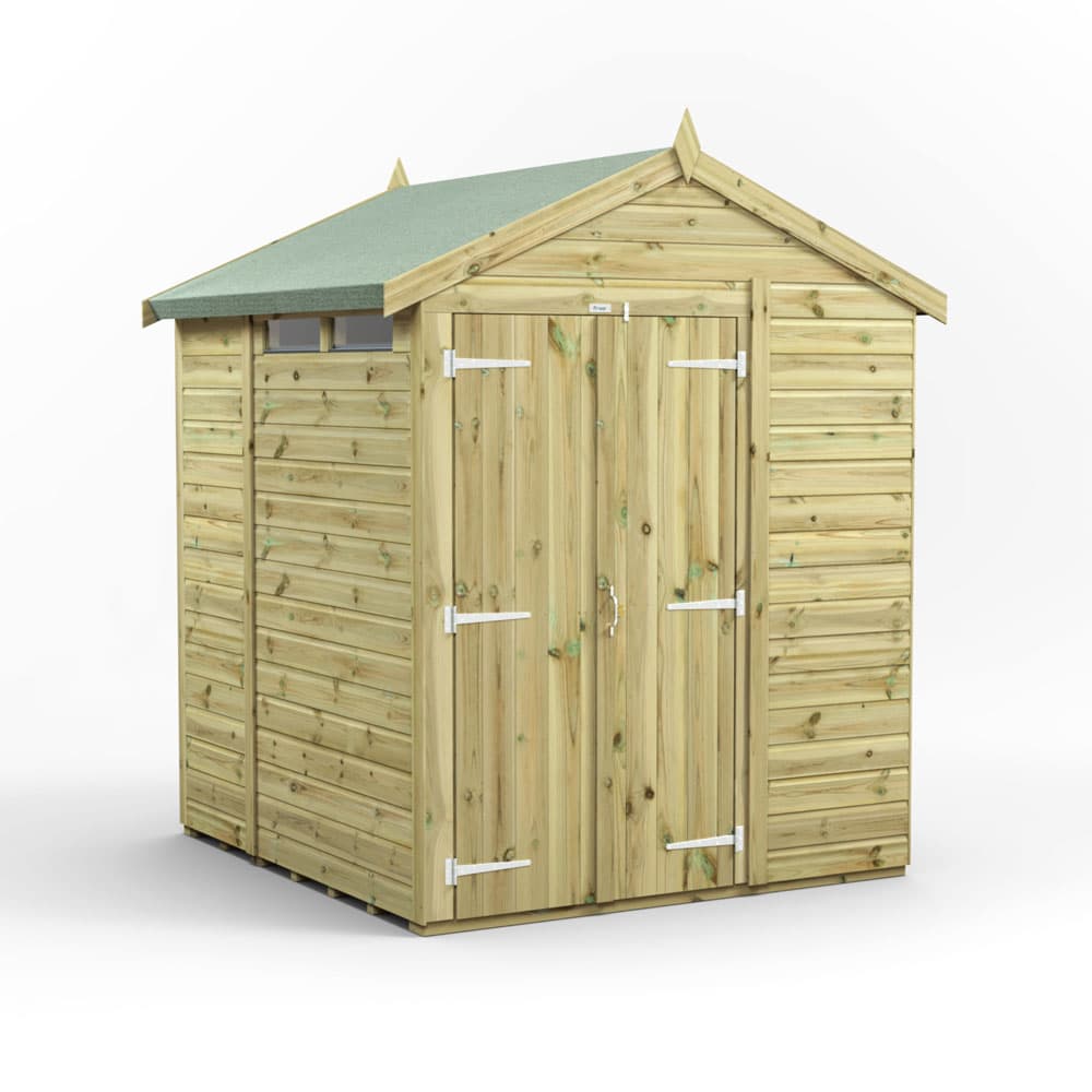 Powersheds 6x6 Premium Powersheds Security Apex Double Doors