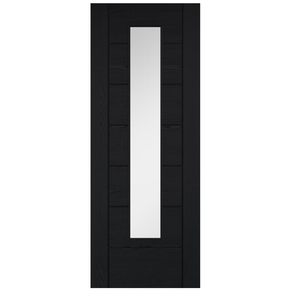 LPD Black Laminate Linear 7-Panel Glazed Door with Clear Glass 1981 x 838 x 35mm