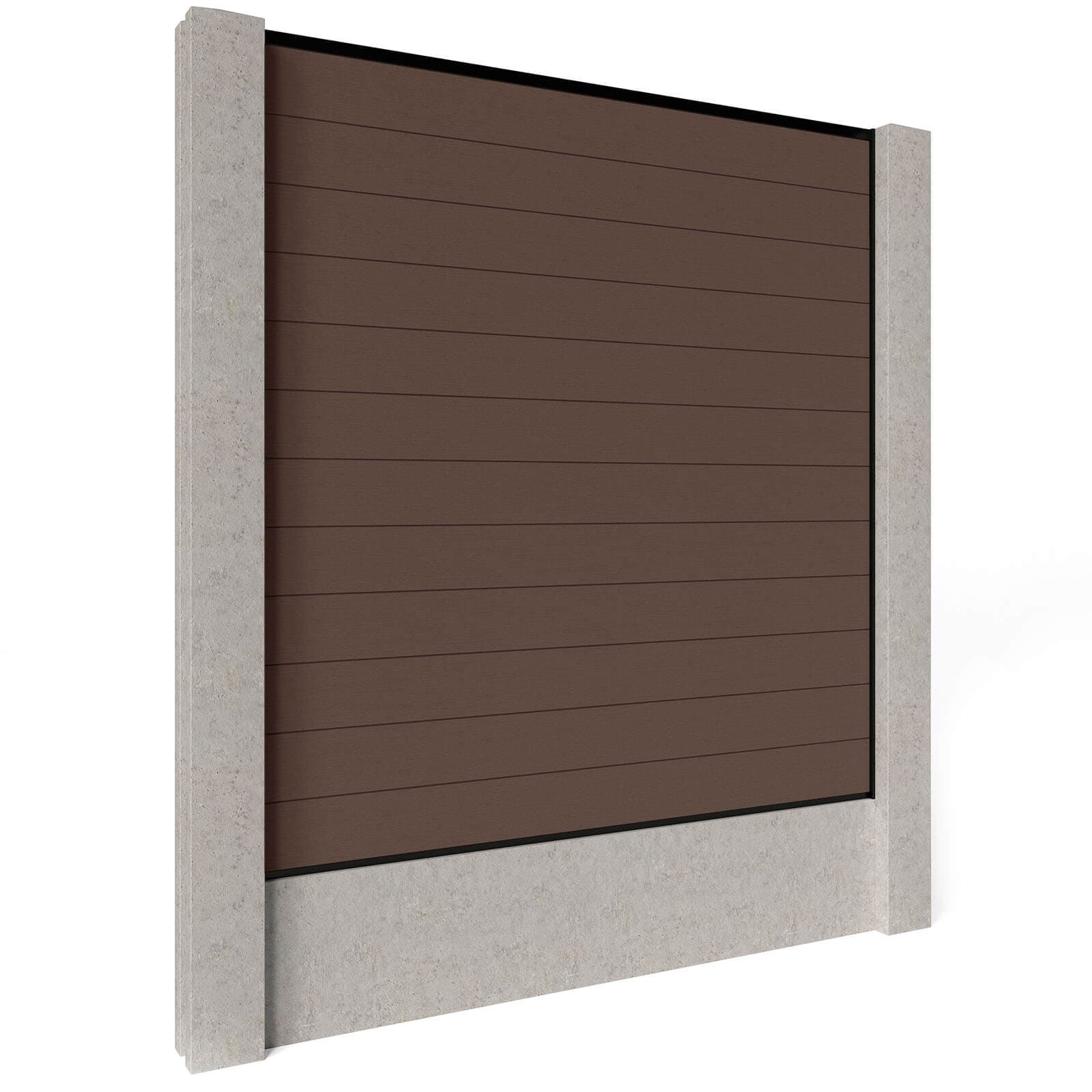 Composite Fence Panels - Mocha with Aluminium Railings (for concrete posts) 1.8m