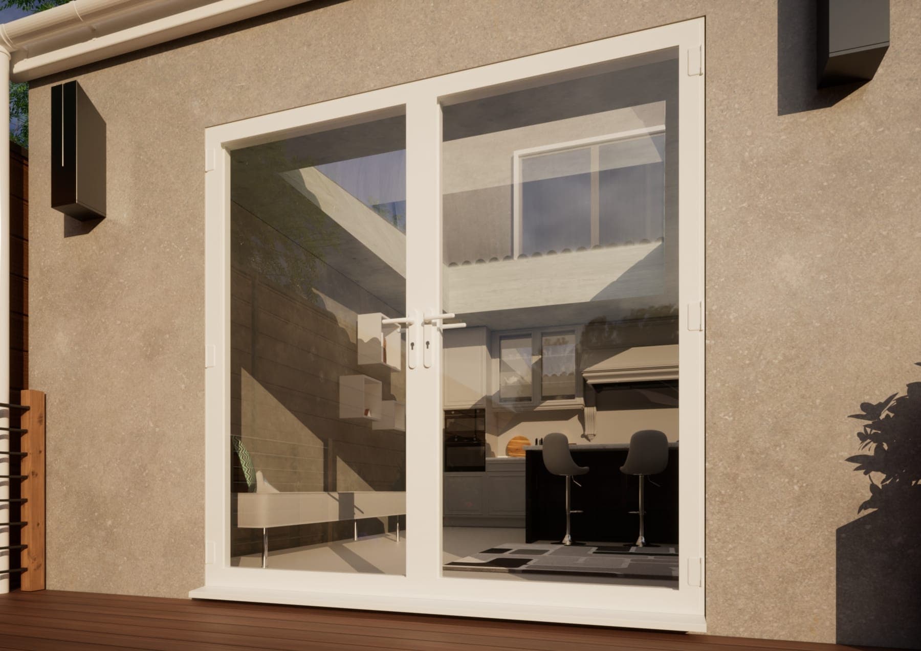 Aluminium French Door Part Q Compliant - 2100mm White - Open Out