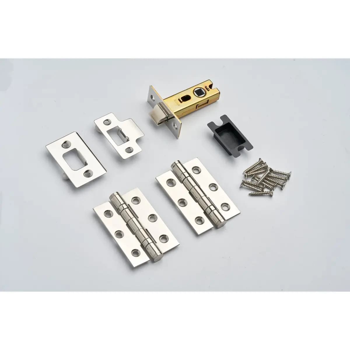Door Tubular Latch / Catch & Fixings Set - Polished Chrome - 64mm - Hardware Solutions