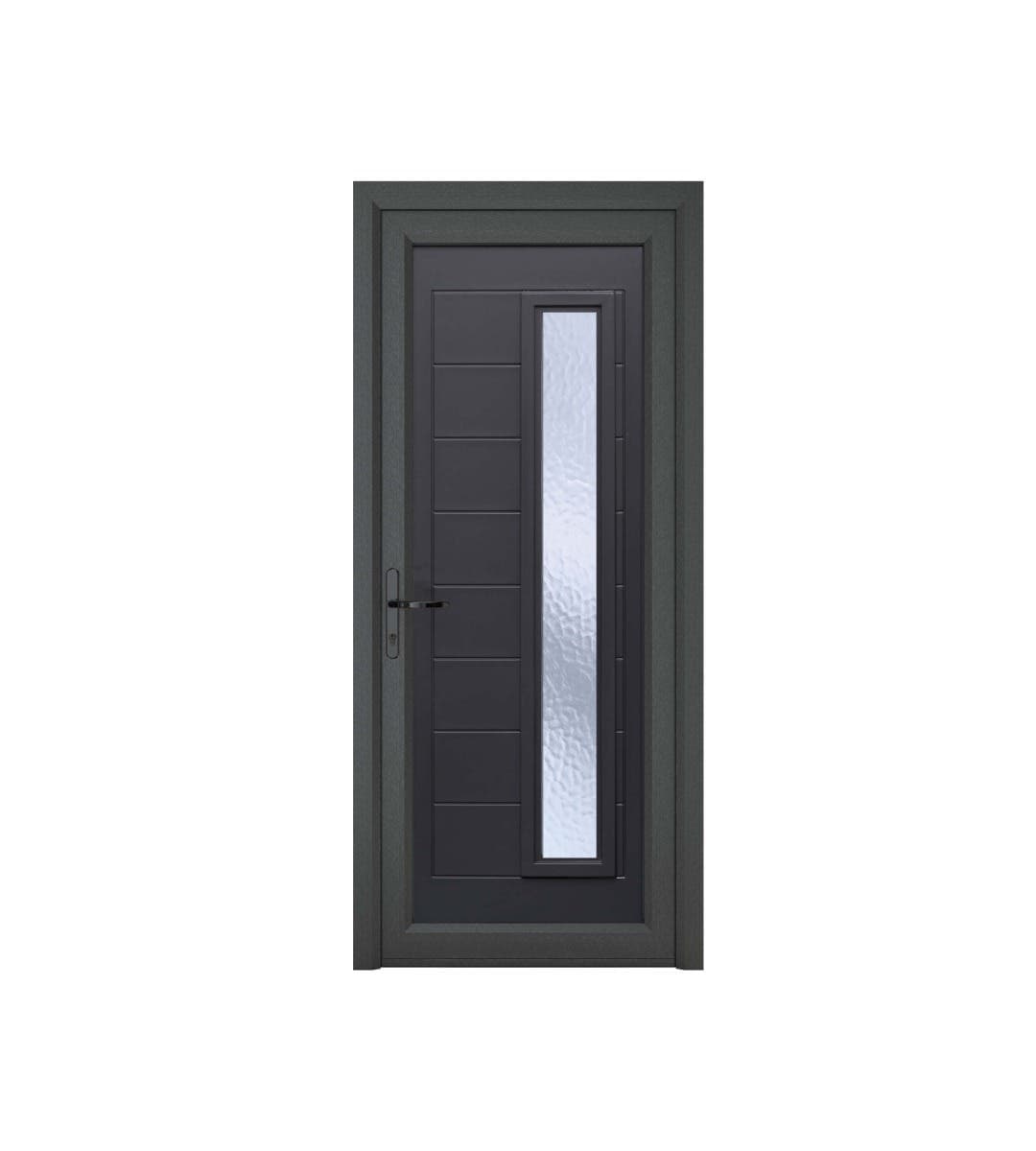 uPVC Monaco Grey/White Front Door - Left Hand Open - Obscure Glass - Double Glazed - 920 x 2090mm