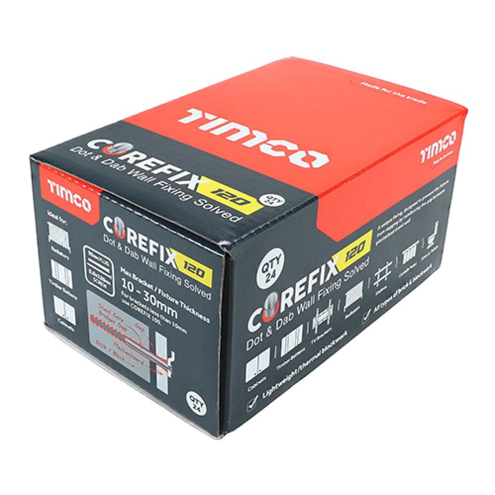 Timco Corefix CFX024PT Corefix 120 Dot & Dab Wall Fixing 5.0 X 120 Box 24