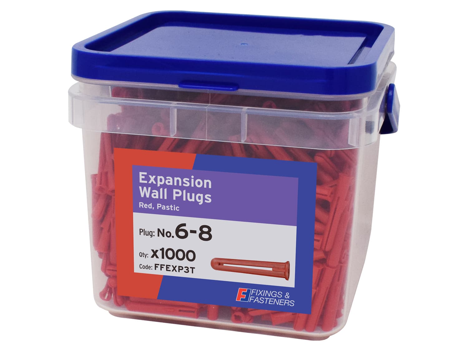 Fixings & Fasteners FFEXP3T Expansion Wall Plug Red 6-8 Tub 1000