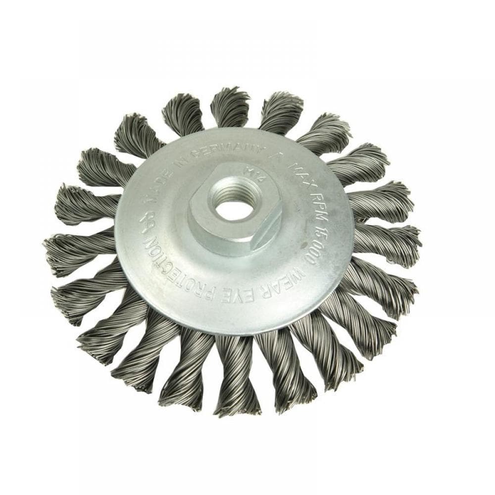 Lessmann 471.257 Conical Knot Brush 100Mm M14 Bore 0.50 Steel Wire