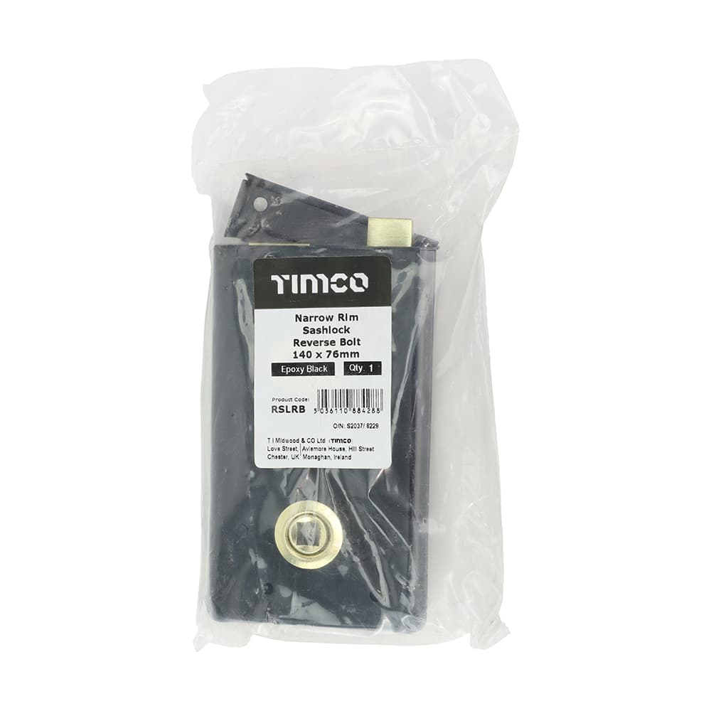 Timco Narrow Rim Sashlock Reverse Bolt - Epoxy Black Bag 1 RSLRB