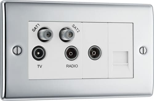 Screwless Flatplate Polished Chrome Single Switched 13A Power Socket FPC21G-01