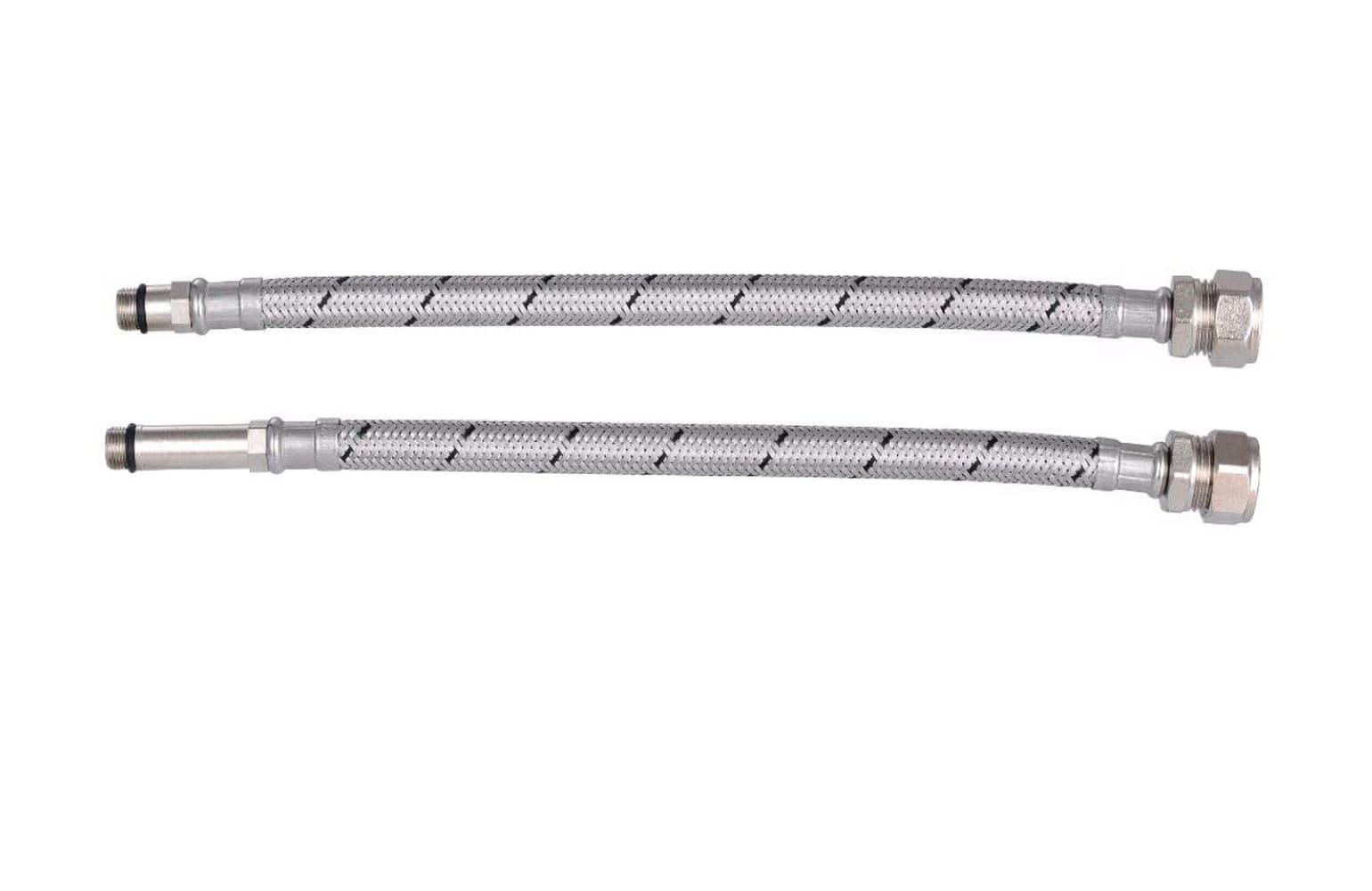 15mm x M12 Flexible Monobloc Tap Connector Tails 300mm, Pair