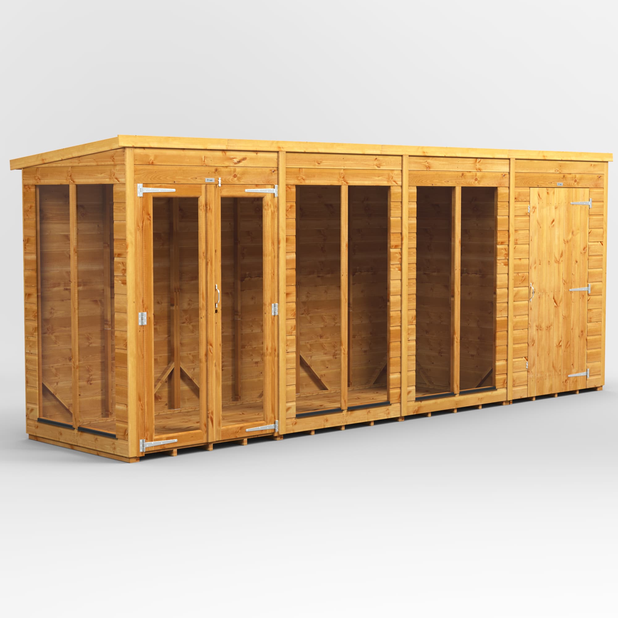 Powersheds 16 x 4 Power Pent Summerhouse With 4ft Side Store