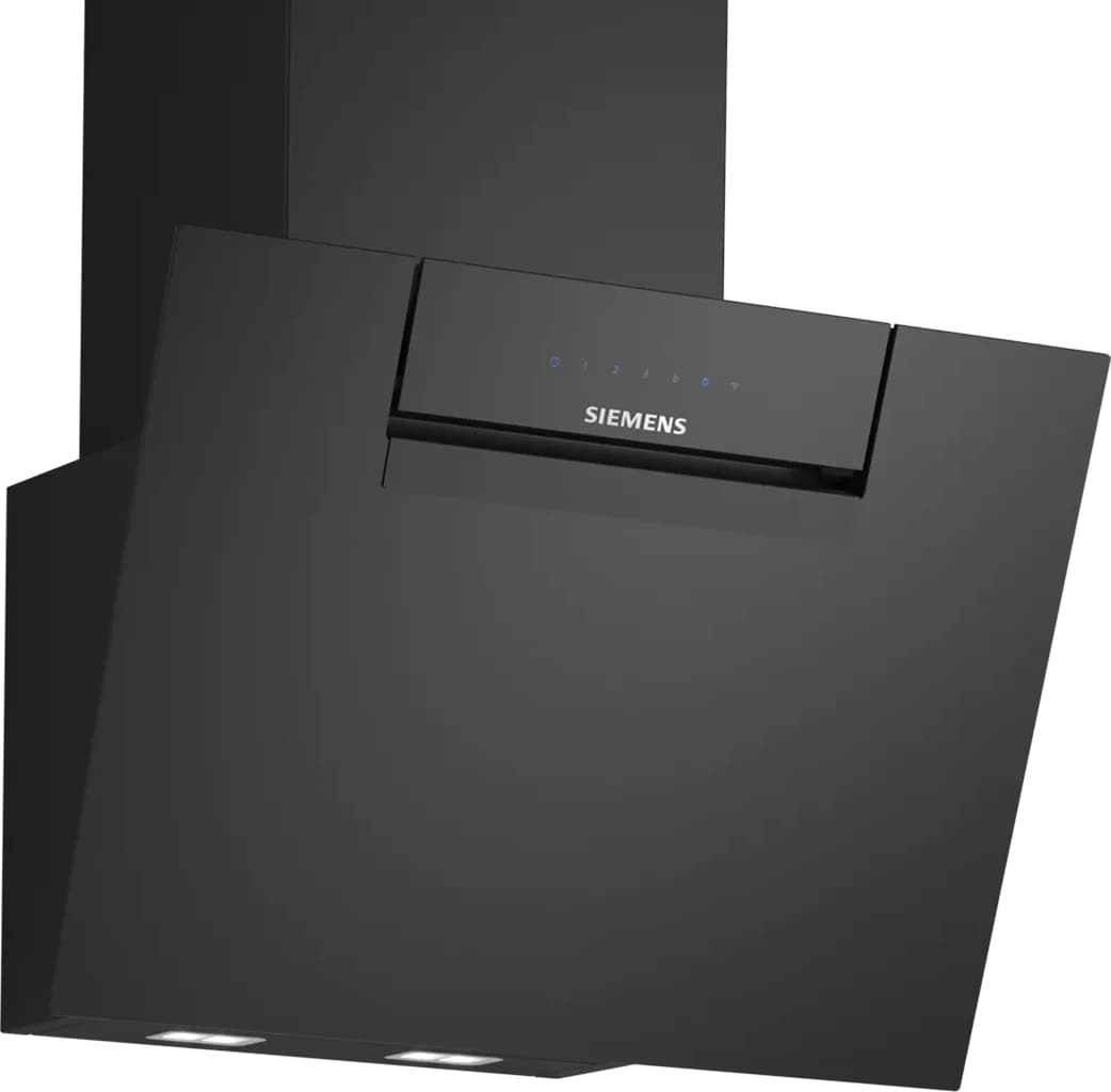 Siemens iQ300 LC67KFN60B 60cm Angled Glass Wall Hood Black Glass Chimney Extractor
