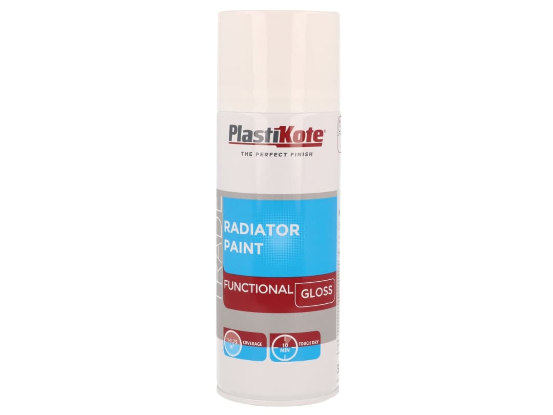 PlastiKote Trade Radiator Spray Paint Gloss White 400ml 071016
