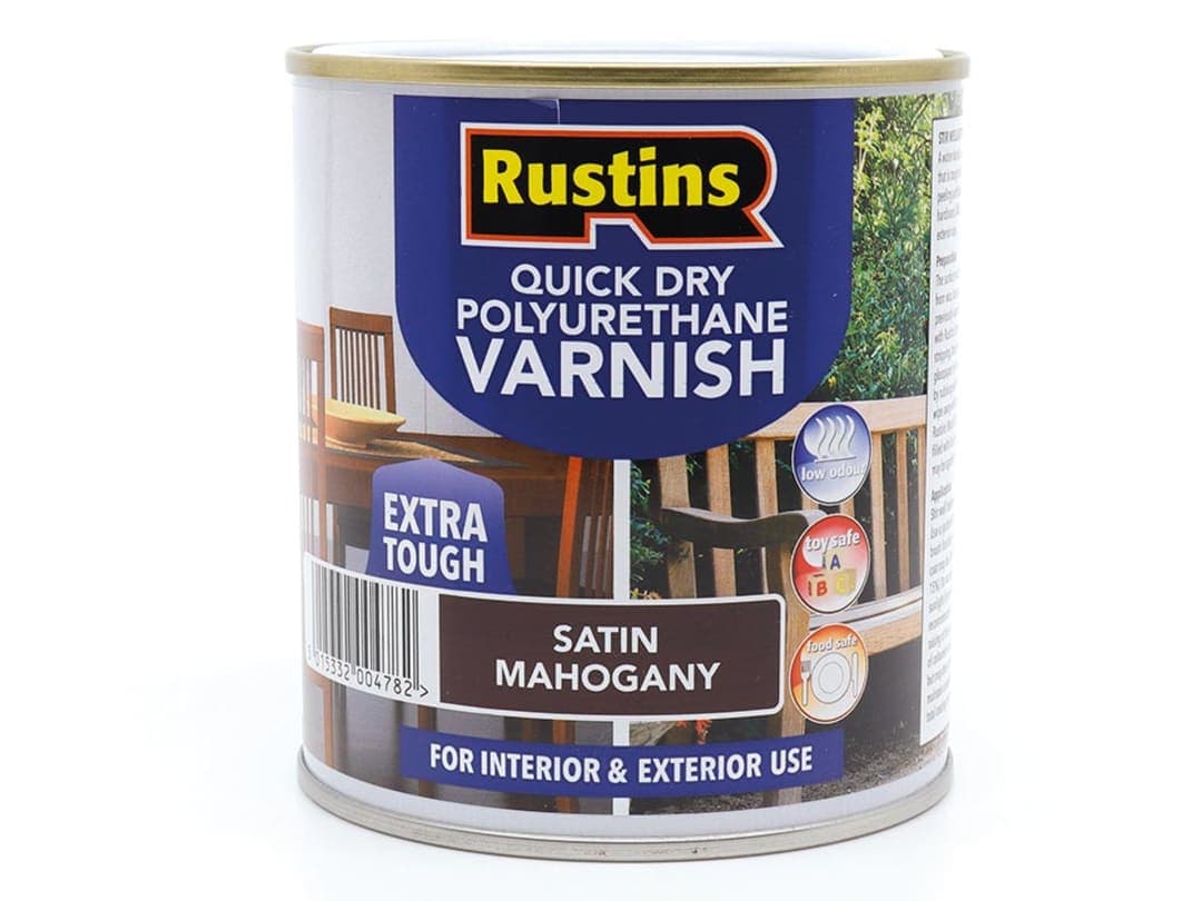 Rustins Quick Dry Polyurethane Varnish Satin Mahogany 500ml PSMAW500 PSMAW500