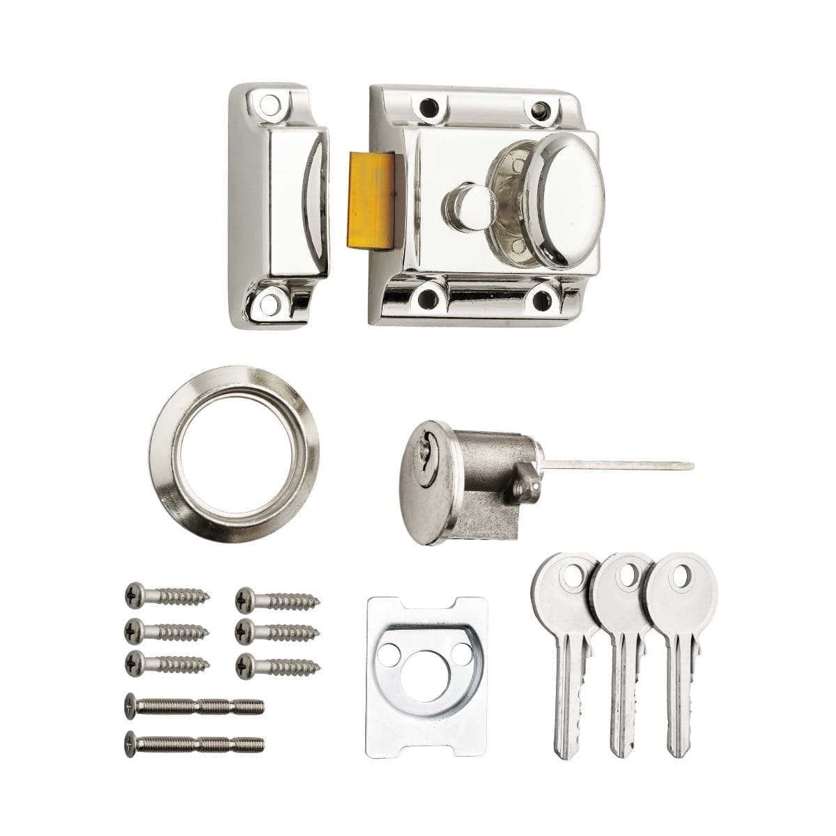 Traditional Night Latch - Narrow - Polished Chrome - Security Solutions