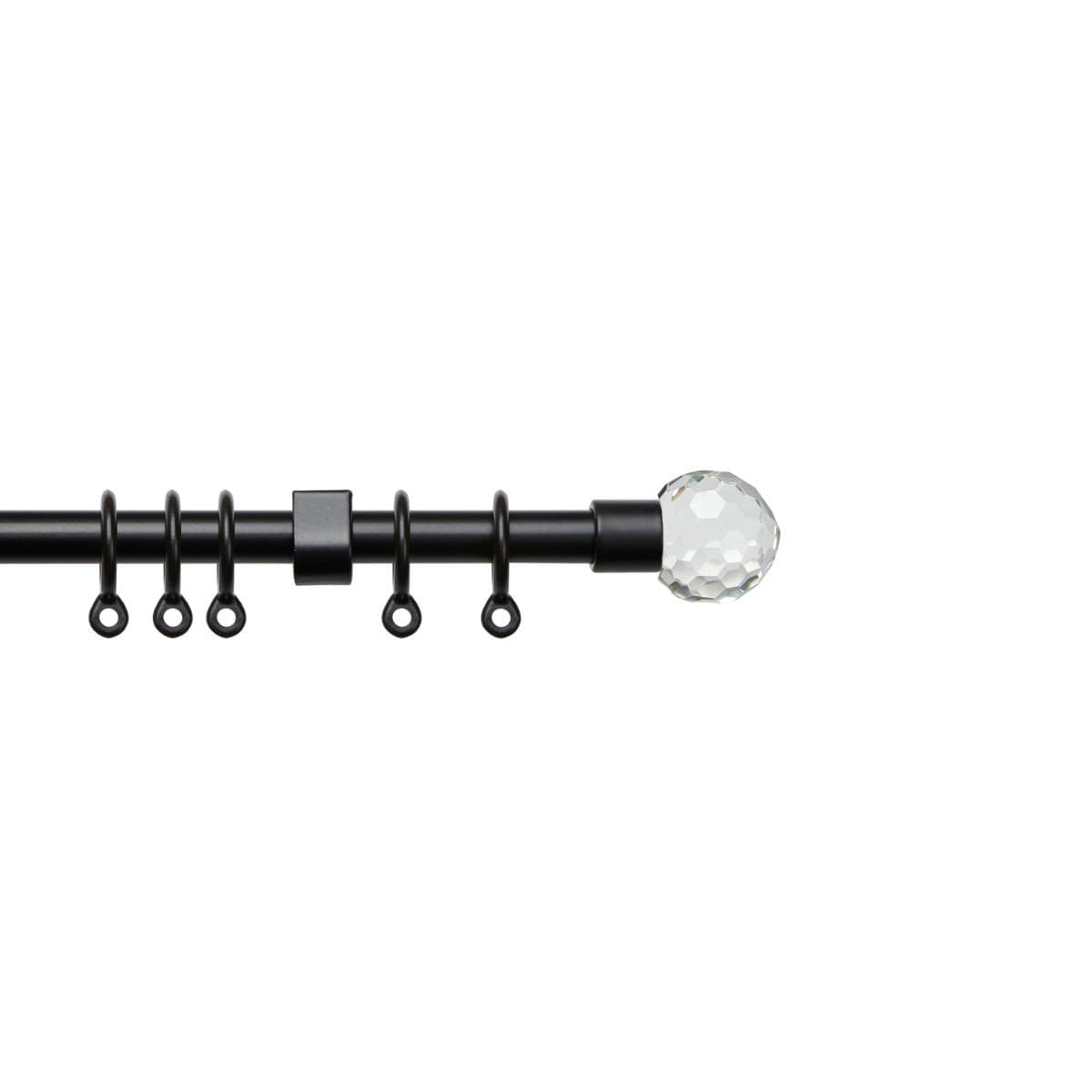Acrylic Ball Extendable Curtain Pole - 13 x 16mm Ring Eyelet - 1500 x 2800mm - Extendable - Black