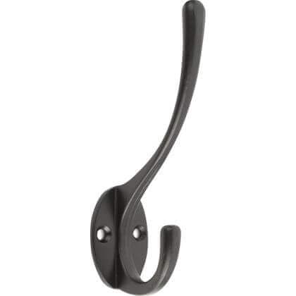 Zinc Constructed Black Oval Base Hat & Coat Hook - Wall/Door Mountable - Decohooks