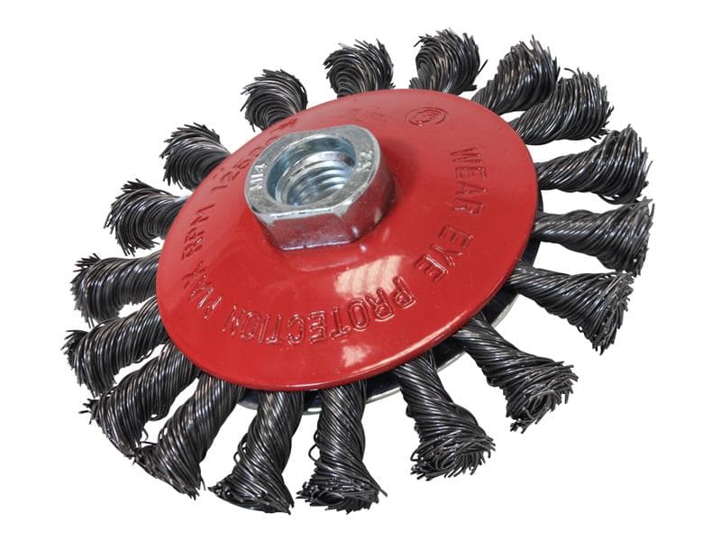 Faithfull 1210014150 Conical Wire Brush 100Mm M14X2 Bore 0.50Mm Wire